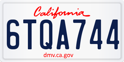 CA license plate 6TQA744