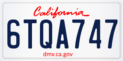 CA license plate 6TQA747