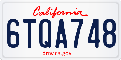 CA license plate 6TQA748