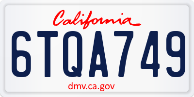 CA license plate 6TQA749