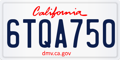 CA license plate 6TQA750