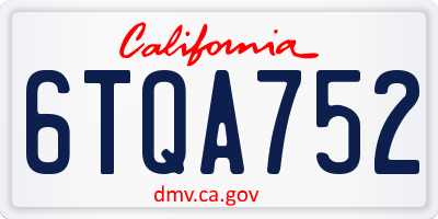 CA license plate 6TQA752