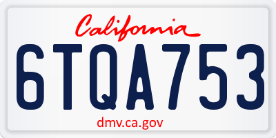 CA license plate 6TQA753