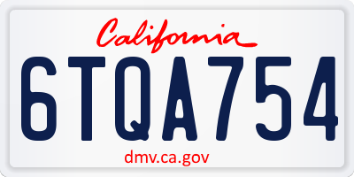 CA license plate 6TQA754