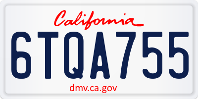 CA license plate 6TQA755