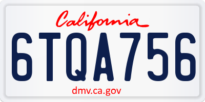 CA license plate 6TQA756