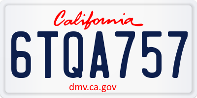 CA license plate 6TQA757