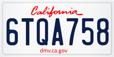 CA license plate 6TQA758