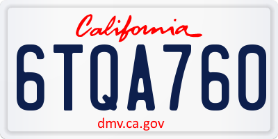 CA license plate 6TQA760