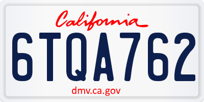 CA license plate 6TQA762