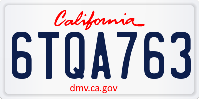 CA license plate 6TQA763