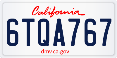 CA license plate 6TQA767