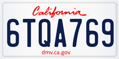 CA license plate 6TQA769