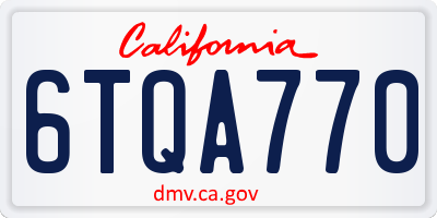 CA license plate 6TQA770