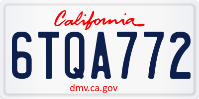 CA license plate 6TQA772