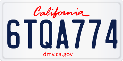 CA license plate 6TQA774