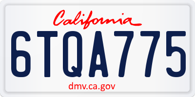 CA license plate 6TQA775
