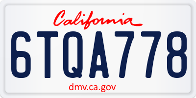 CA license plate 6TQA778