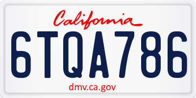 CA license plate 6TQA786