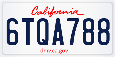 CA license plate 6TQA788