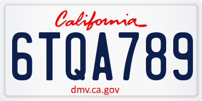 CA license plate 6TQA789