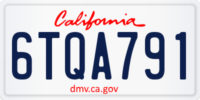 CA license plate 6TQA791