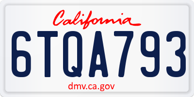 CA license plate 6TQA793