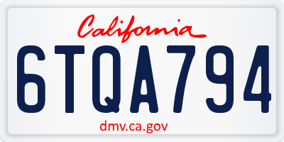 CA license plate 6TQA794