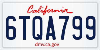 CA license plate 6TQA799