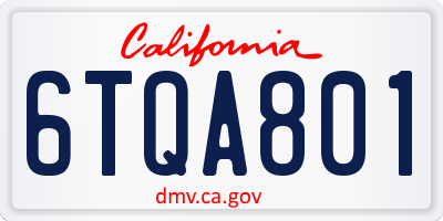 CA license plate 6TQA801