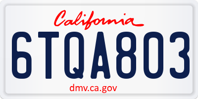 CA license plate 6TQA803