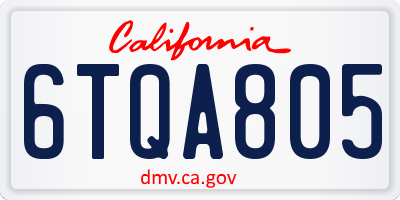 CA license plate 6TQA805