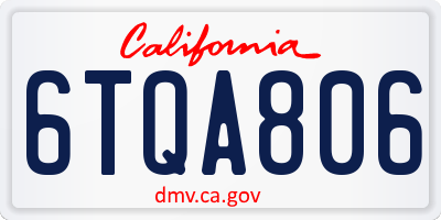 CA license plate 6TQA806