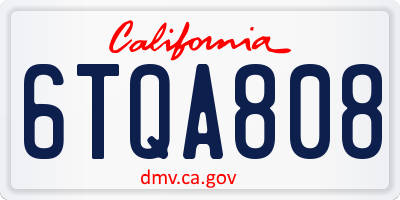 CA license plate 6TQA808