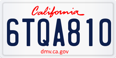 CA license plate 6TQA810