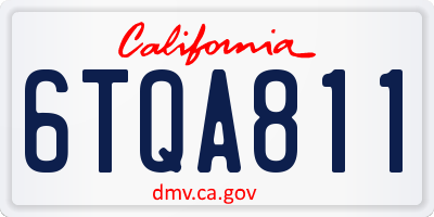 CA license plate 6TQA811