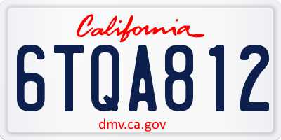 CA license plate 6TQA812