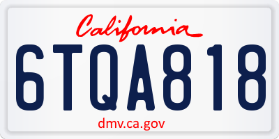 CA license plate 6TQA818