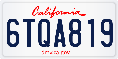 CA license plate 6TQA819