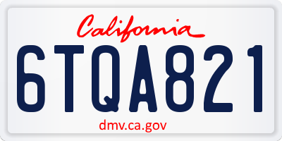 CA license plate 6TQA821