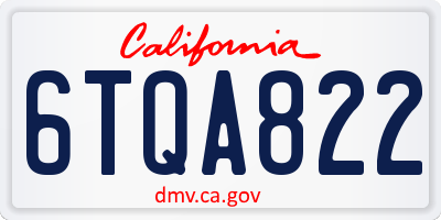 CA license plate 6TQA822