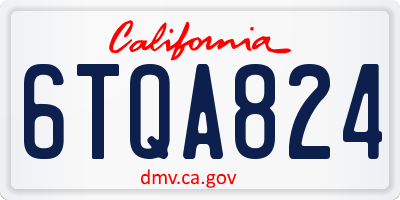 CA license plate 6TQA824