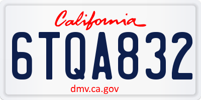 CA license plate 6TQA832