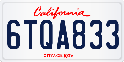 CA license plate 6TQA833