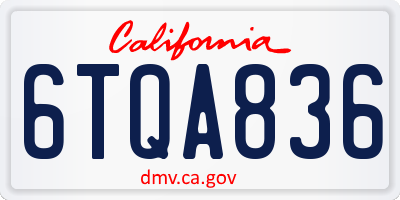 CA license plate 6TQA836