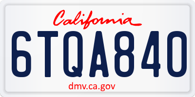 CA license plate 6TQA840