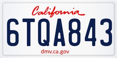 CA license plate 6TQA843