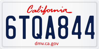 CA license plate 6TQA844