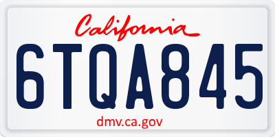 CA license plate 6TQA845
