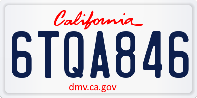 CA license plate 6TQA846